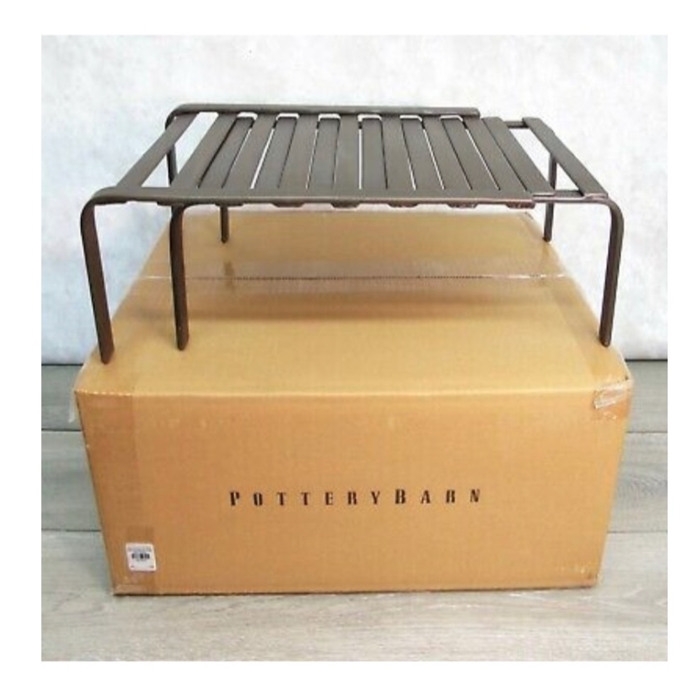NEW Pottery Barn EXPANDABLE SHELF RISER Wrought Iron Metal 14-24” NEW IN BOX!